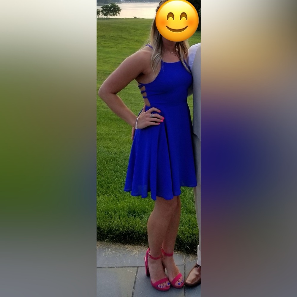 Royal Blue Strappy Backless Skater Dress